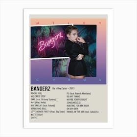 Bangerz By Miley Cyrus • 2013 Poster Art Print