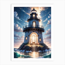 A Lighthouse In The Middle Of The Ocean 47 Art Print