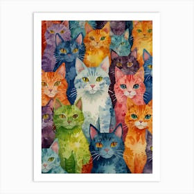 Rainbow Cats Art Print