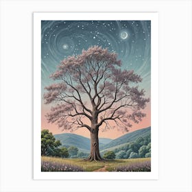 Tree Under A Starry Sky 1 Art Print