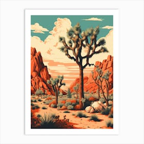 Retro Illustration Of A Joshua Trees In Mountains 3 Art Print