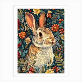 Rabbit In Flowers Inspired by William Morris 2 Art Print