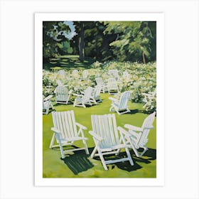 White Lawn Chairs - expressionism Art Print