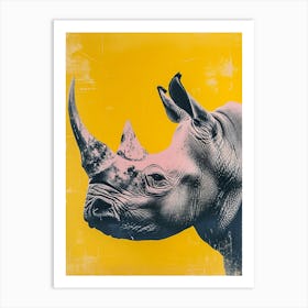 Retro Polaroid Inspired Rhino 3 Art Print