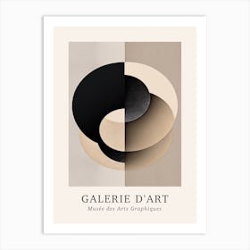 Galerie D'Art Abstract Geometric Circle Beige And Black 1 Art Print
