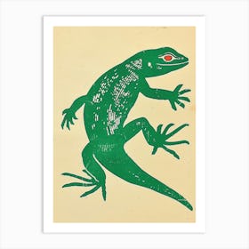 Forest Green Skinks Lizard Bold Block Colour 3 Art Print