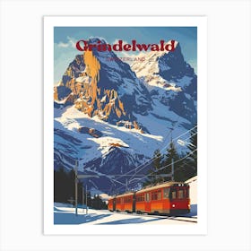 Grindelwald Switzerland Eiger Mountain Art Illustration Art Print