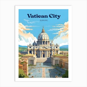 Vatican City Europe Catholic Travel Illustration Art Print