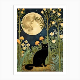 William Morris Black Cat In The Moonlight 13 Art Print