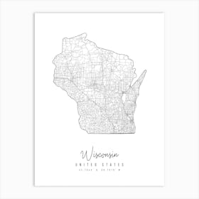 Wisconsin Minimal Street Map Art Print