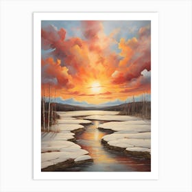 Sunset Over The River 2 Art Print