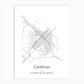 Cardenas,Cuba Minimalist Map Art Print