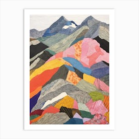 Aonach Beag Scotland 2 Colourful Mountain Illustration Art Print