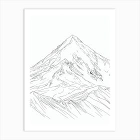 Mount Elbrus Russia Line Drawing 6 Art Print