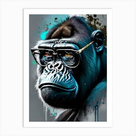 Gorilla In Glasses Gorillas Graffiti Style 1 Art Print