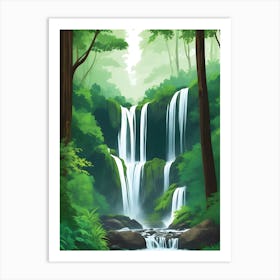 Rainforest Waterfall Landscape Art Print