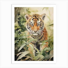 Tiger Illustration Writing Watercolour 4 Art Print