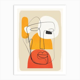 Abstract Face Line Design 02 Art Print