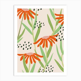 Orange Daisies Matisse Style Art Print
