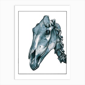 Horse Skull Blue Art Print