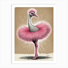 Pink Ostrich Art Print