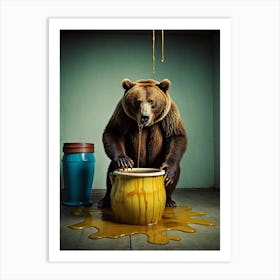 Bear Drinking Honey Art Print