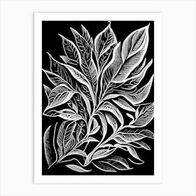 Stevia Leaf Linocut 4 Art Print