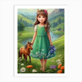 Little Girl With A Horse Art Print