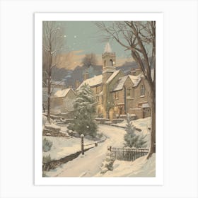 Vintage Winter Illustration Cotswolds United Kingdom 5 Art Print