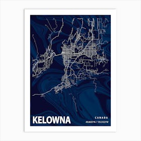 Kelowna Crocus Marble Map Art Print