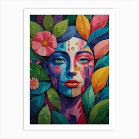 Woman With Colorful Face Art Print