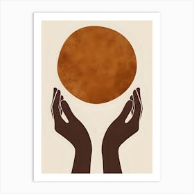 Two Hands Holding the sun Art Print