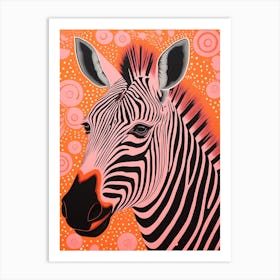 Zebra Orange & Pink Pattern 5 Art Print