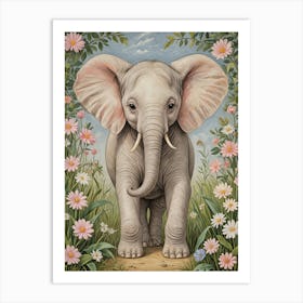 Elephant In The Meadow no1 Art Print