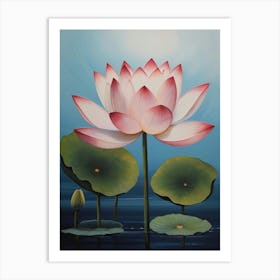 India National Flower the Lotus Flower Watercolor Art Print