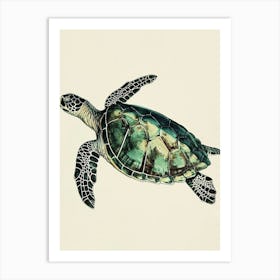 Vintage Minimalist Sea Turtle Painting 2 Art Print