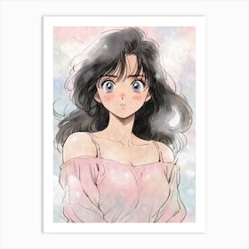 Kawaii Kawaii Aesthetic Retro Anime Girl 90s Vintage Otaku Art Print