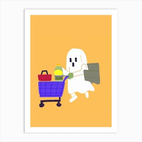 Cute Ghost At The Supermarket Art Print