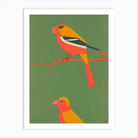 Finch Midcentury Illustration Bird Art Print