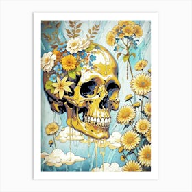 Surrealist Floral Skull Painting (56) Art Print