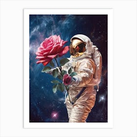 Astronaut With A Bouquet Of Flowers 10 Art Print