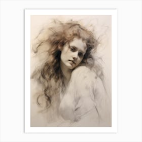 Antique Woman Sketch Art Art Print