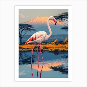 Greater Flamingo East Africa Kenya Tropical Illustration 4 Art Print