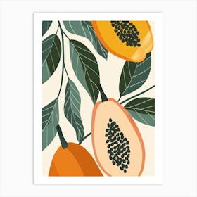 Papaya Close Up Illustration 3 Art Print