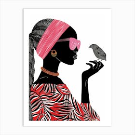 African Woman With Bird Art Print