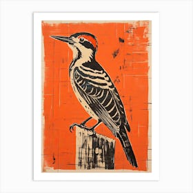 Woodpecker, Woodblock Animal Drawing 3 Art Print