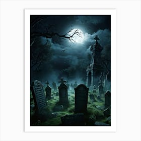 Graveyard At Night 16 Art Print