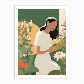 Woman In Garden Art Print