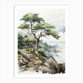 Yakushima Island In Kagoshima, Japanese Brush Painting, Ukiyo E, Minimal 4 Art Print