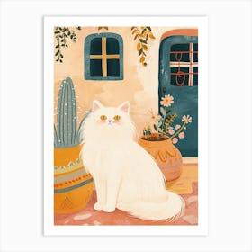 Turkish Angora Storybook Illustration 2 Art Print